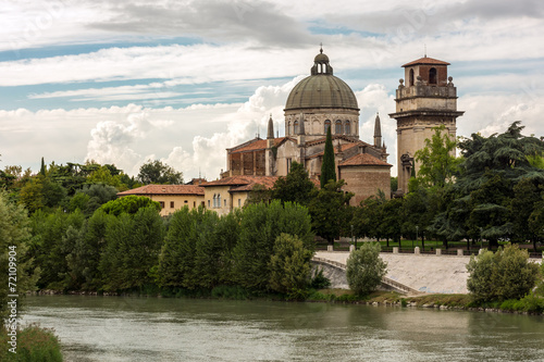 Church San Giorgio by the Adige river, Verona Italy