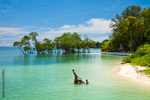 Kids Playing in the Water at Havelock Island