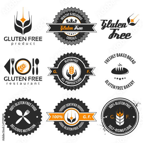 gluten free label set with modern, vintage elements