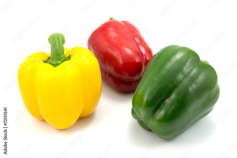 Colored Fresh Sweet Pepper on White Background.