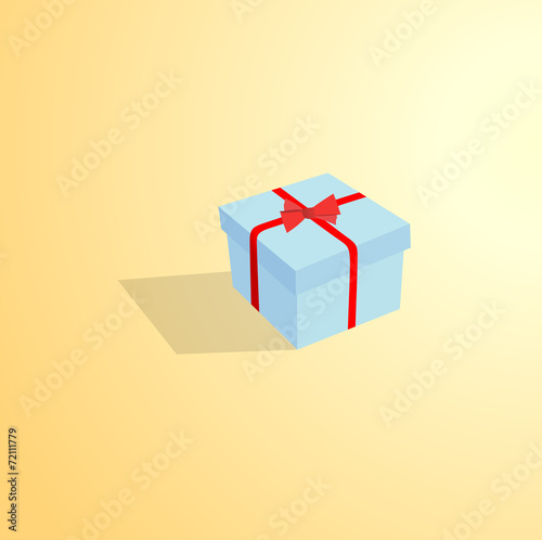 Blue gift with red ribbon a...