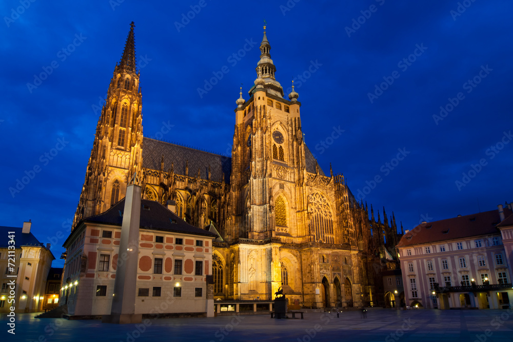 St. Vitus Cathedral at evening in Prague, Czech Republic St. Vitus Cathedral at evening in Prague, Czech Republic
