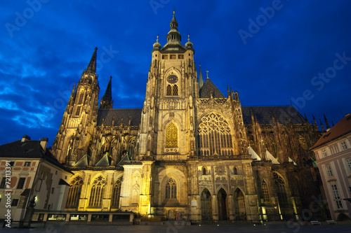 St. Vitus Cathedral at evening in Prague, Czech Republic