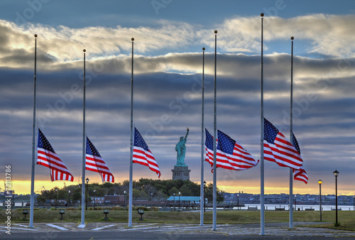 US Flags at half staff in on September 11, 2014