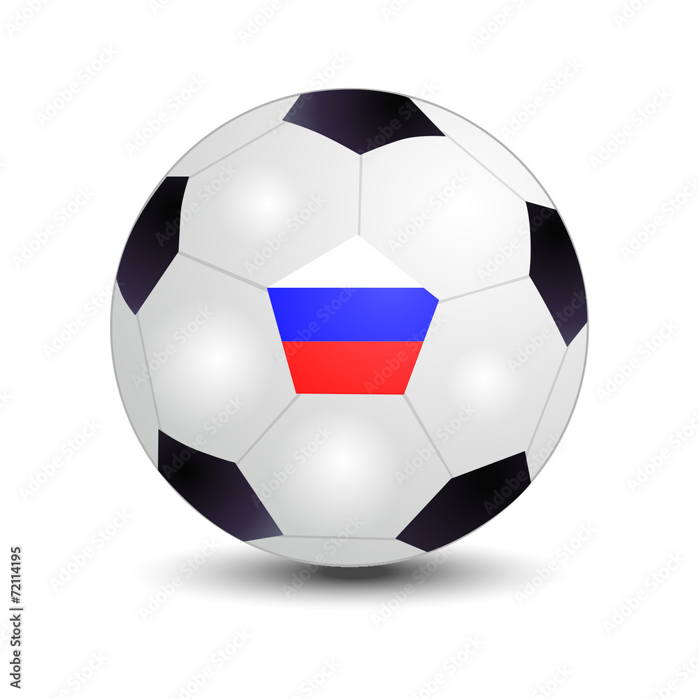 Flag of Russia on soccer ball