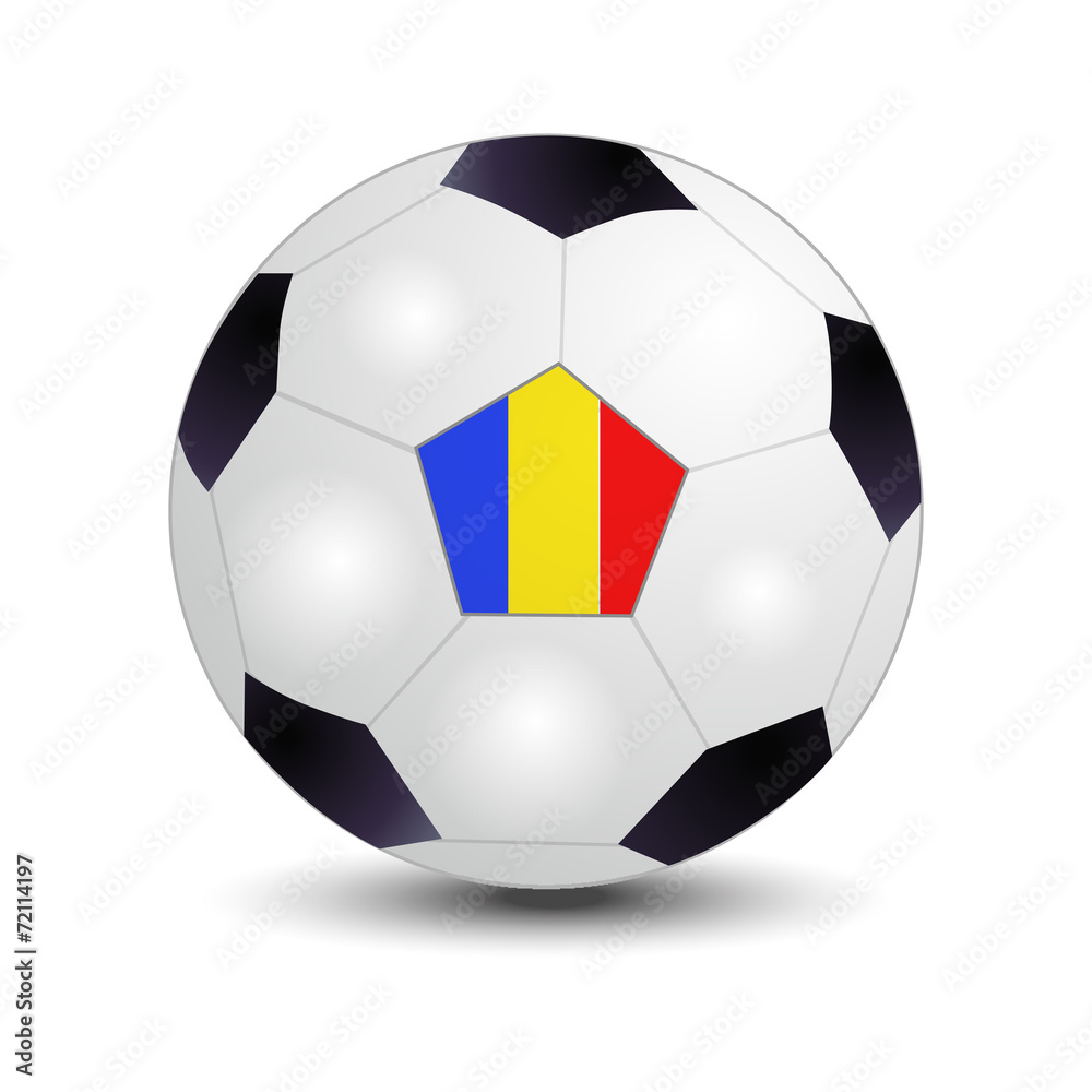 Flag of Romania on soccer ball