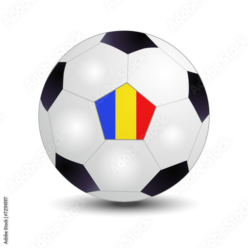 Flag of Romania on soccer ball
