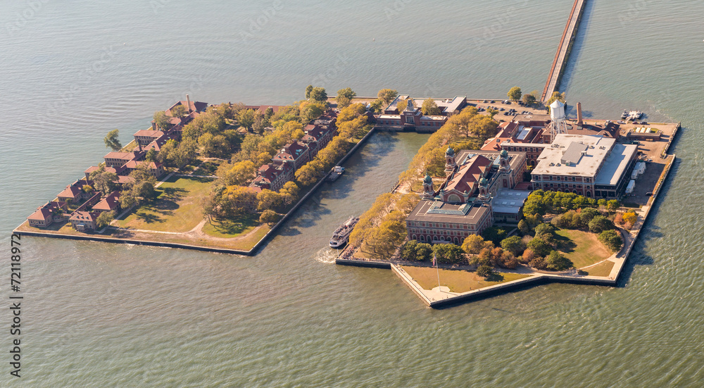 Fototapeta premium Aerial View of Ellis Island, New York