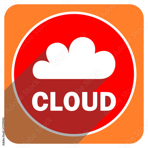 cloud red flat icon isolated