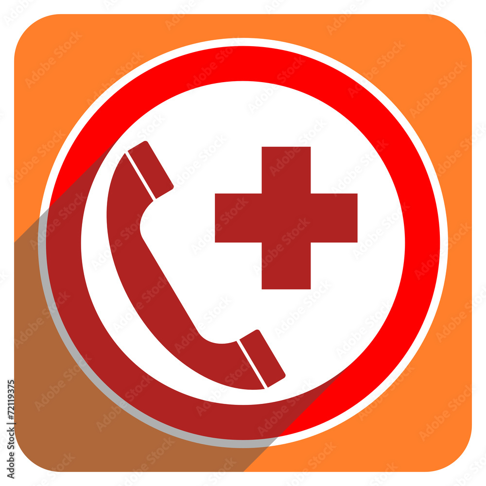 Obraz premium emergency call red flat icon isolated