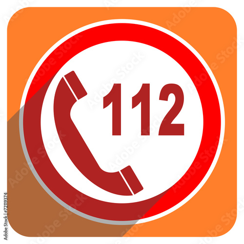 emergency call red flat icon isolated