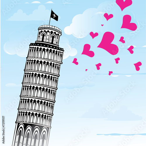 Vector illustration with Pisa tower