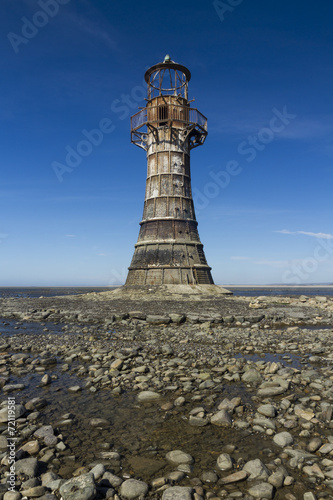 Ruined derelict lighthouse, Whiteford Sands, Gower Peninsula, So