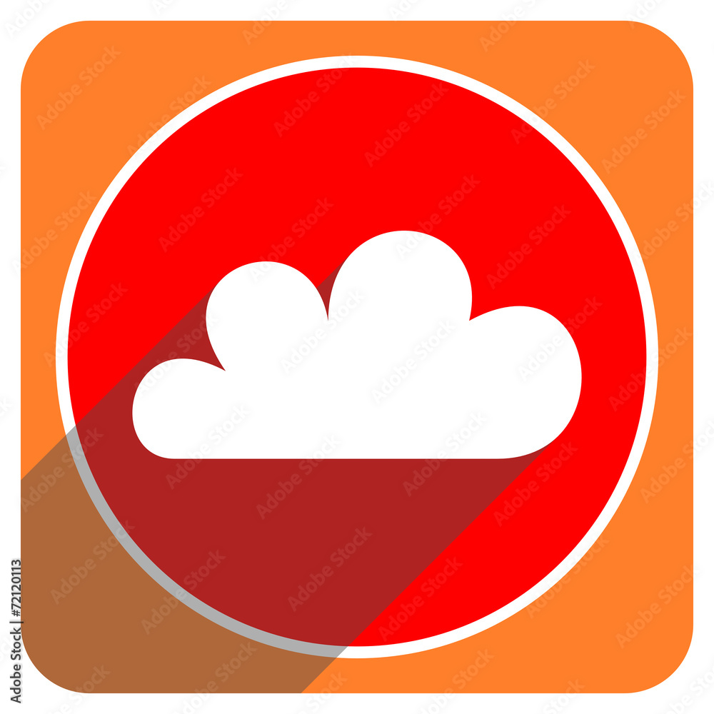 cloud red flat icon isolated