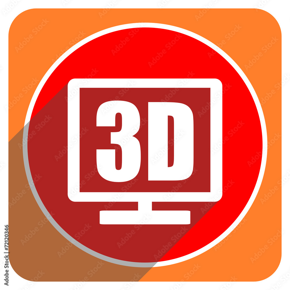 3d display red flat icon isolated 3d display red flat icon isolated