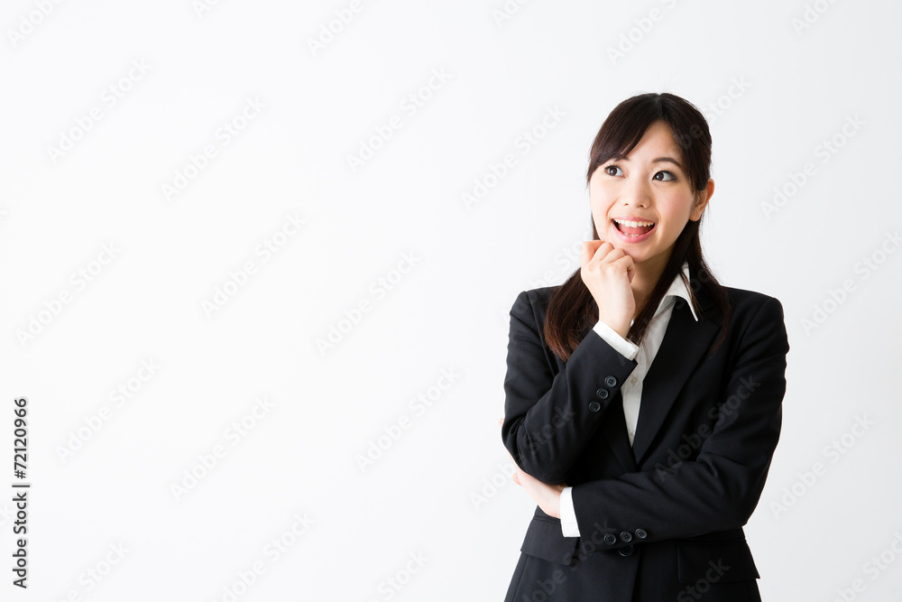 asian businesswoman thinking on white background asian businesswoman thinking on white background