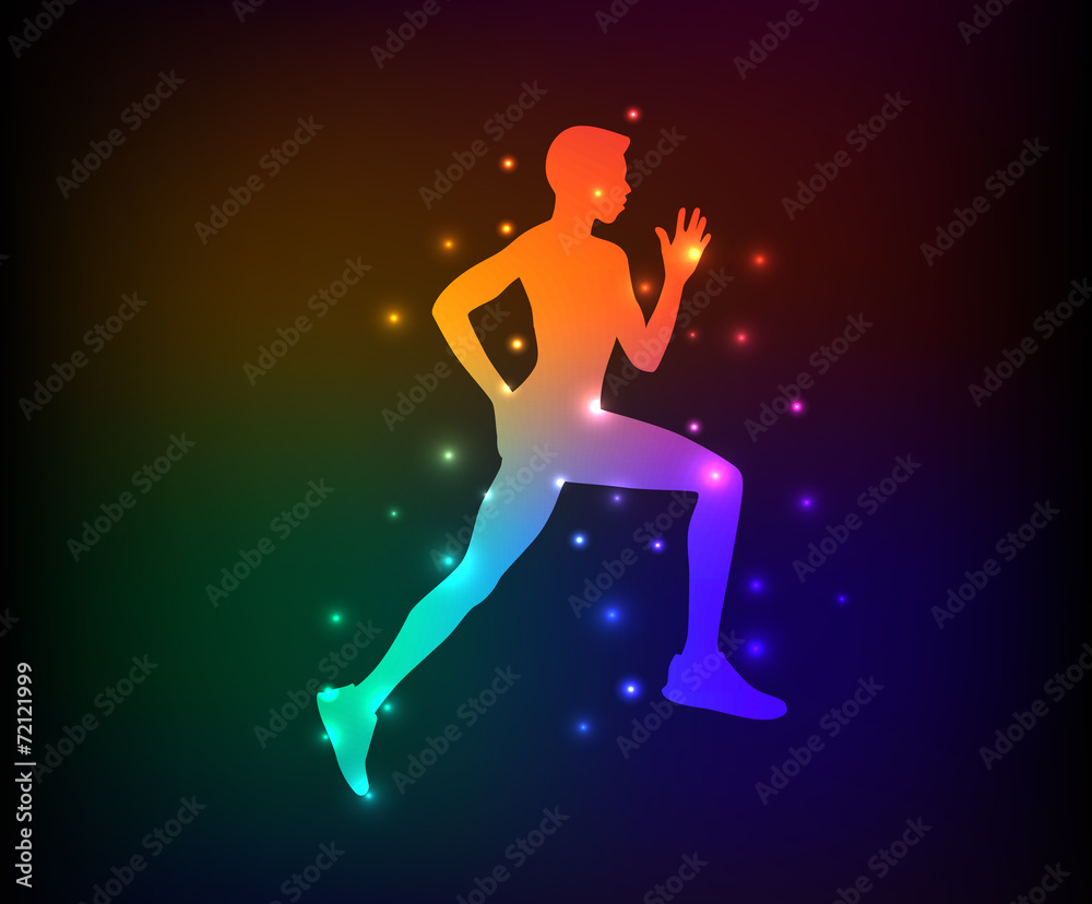 Running symbol,rainbow vector