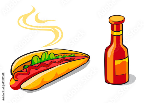 Hotdog and ketchup
