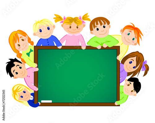 Childrens near the school board