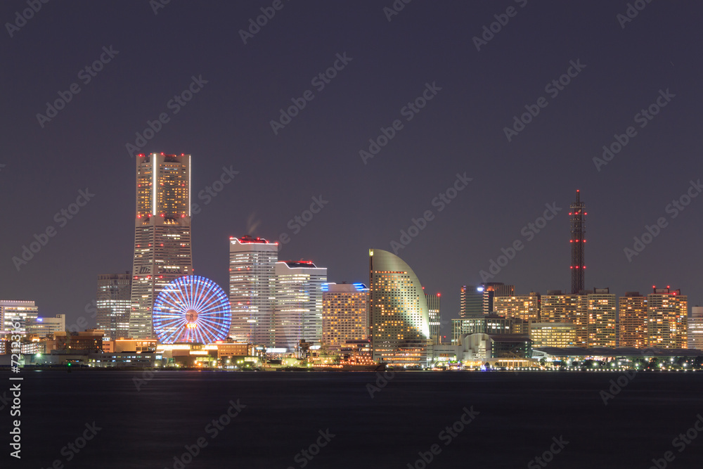 Skyscraper at Minatomirai, Yokohama at night Skyscraper at Minatomirai, Yokohama at night