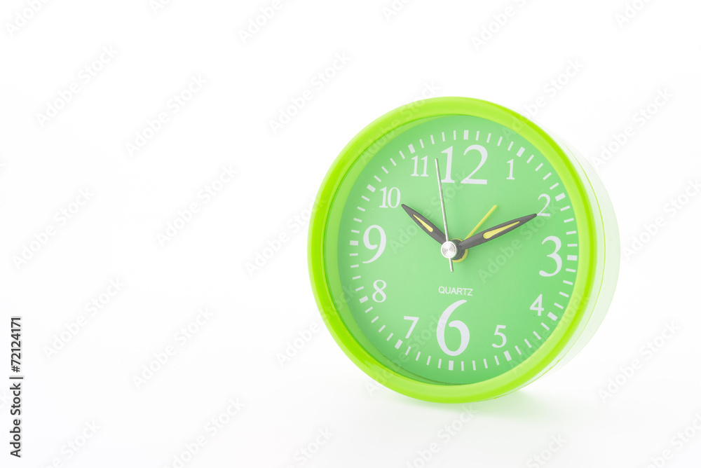 Green clock isolated on white background Green clock isolated on white background