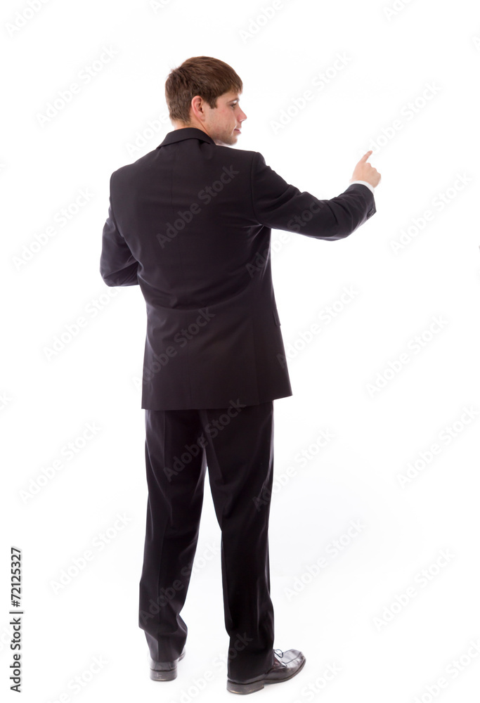 model isolated on plain background back pointing model isolated on plain background back pointing