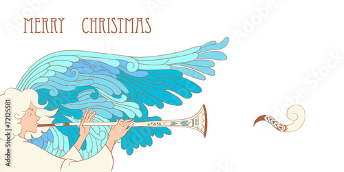Photos horizontal christmas illustration with angel