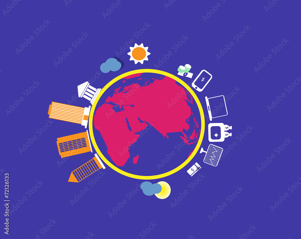 World map with mobile banking concept World map with mobile banking concept