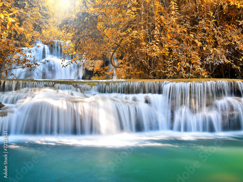Fototapeta Naklejka Na Ścianę i Meble -  Beautiful waterfall in autumn forest