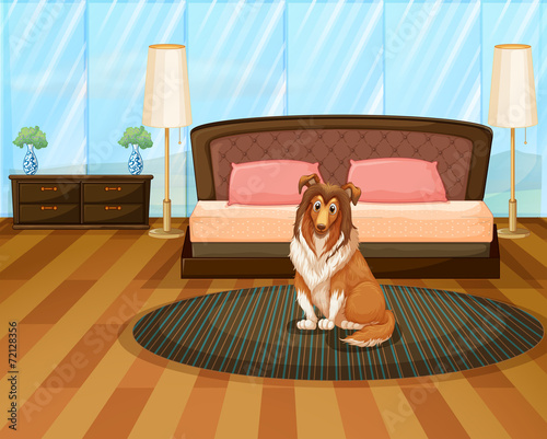 Dog in bedroom
