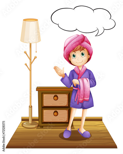 Girl in bathrobe