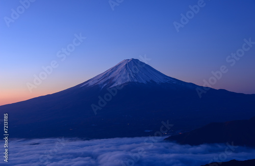 Lakeside of Kawaguchi and Mt.Fuji at dawn