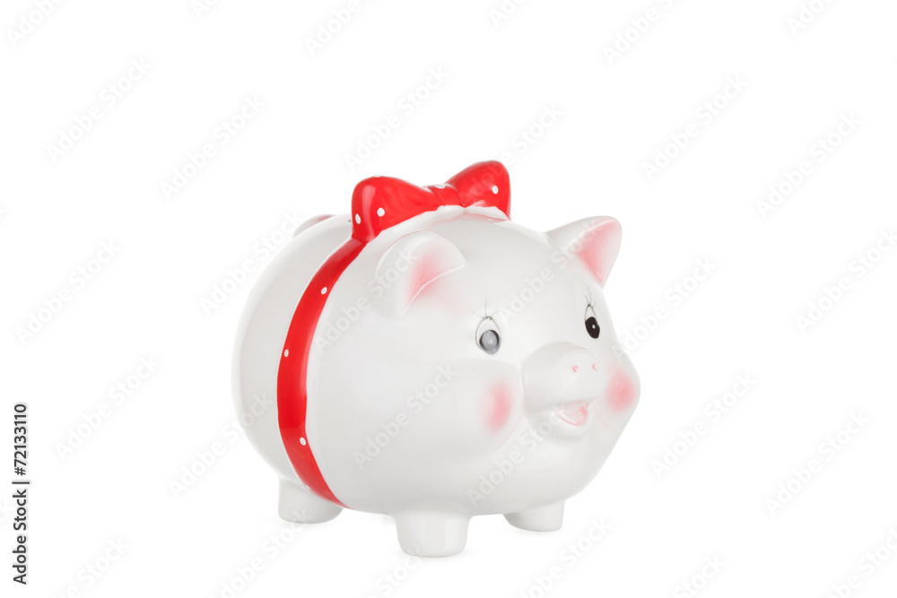 White a pig-coin box on a white background White a pig-coin box on a white background