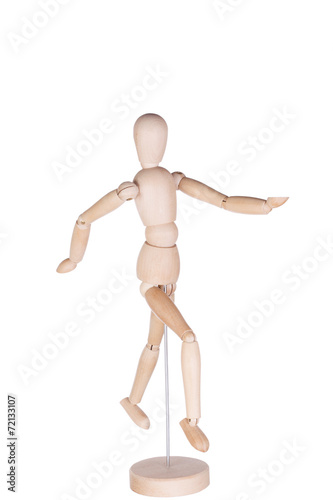 Wooden hinged dummy representing the running person