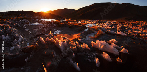 Ice Formations on Mountain Plateau Puna, Northern Argentina