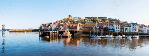 Scenic view of Whitby city and abbey in North Yorkshire, UK