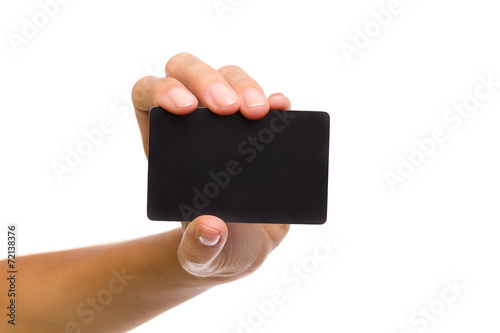 Black card in woman's hand