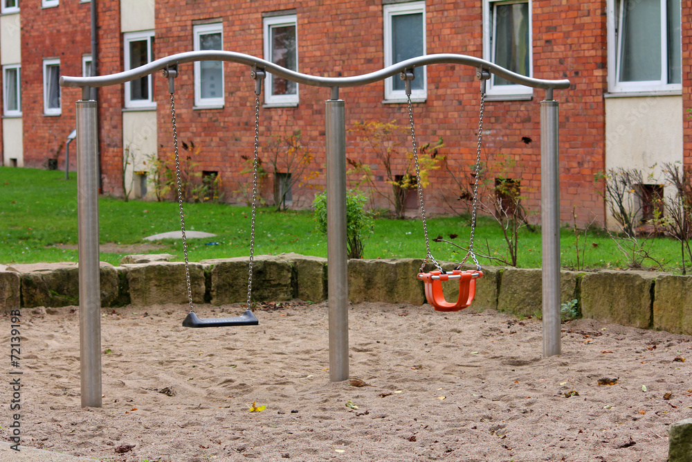 Empty swing at the playground
