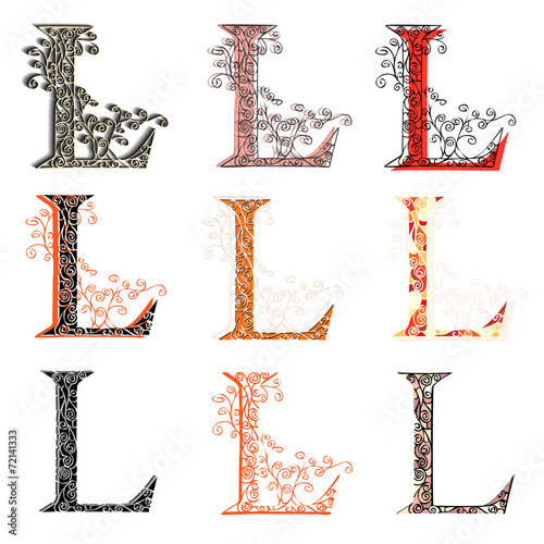 Various combination fishnet letter L.