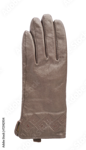Brown leather glove isolated