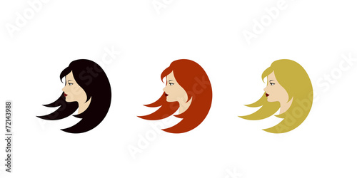 Three beautiful girls with different hair color