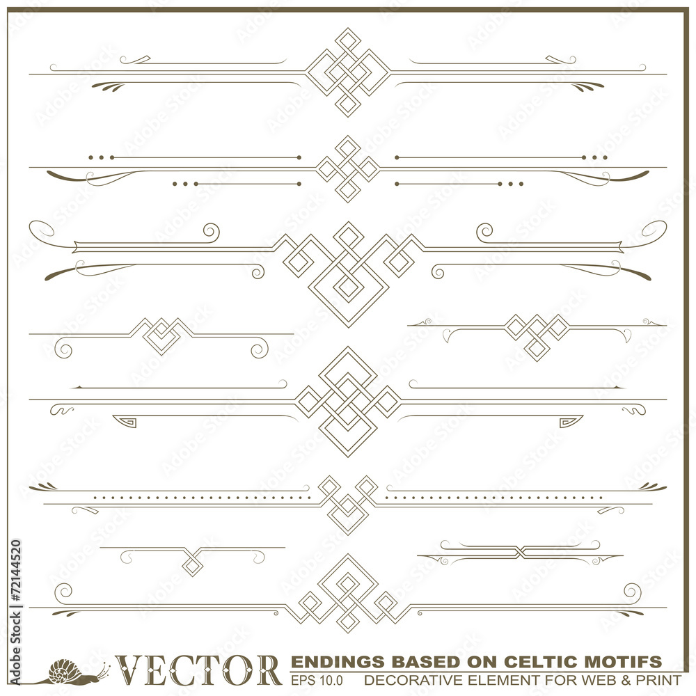 Vector decorative elements based on Celtic patterns