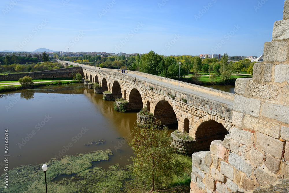 Roman bridge in Mérida, Spain.