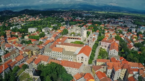 Sinj old town, aerial shot photo