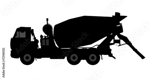 Silhouette of a concrete mixer.