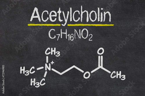 Schiefertafel mit der chemischen Formel von Acetylcholin