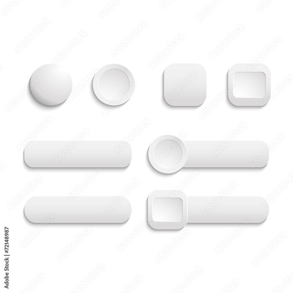 Vector  realistic Matted white color Web  buttons  symbol set is - obrazy, fototapety, plakaty 