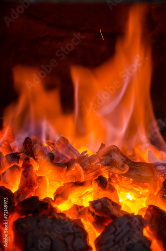 Hot coals in the fire