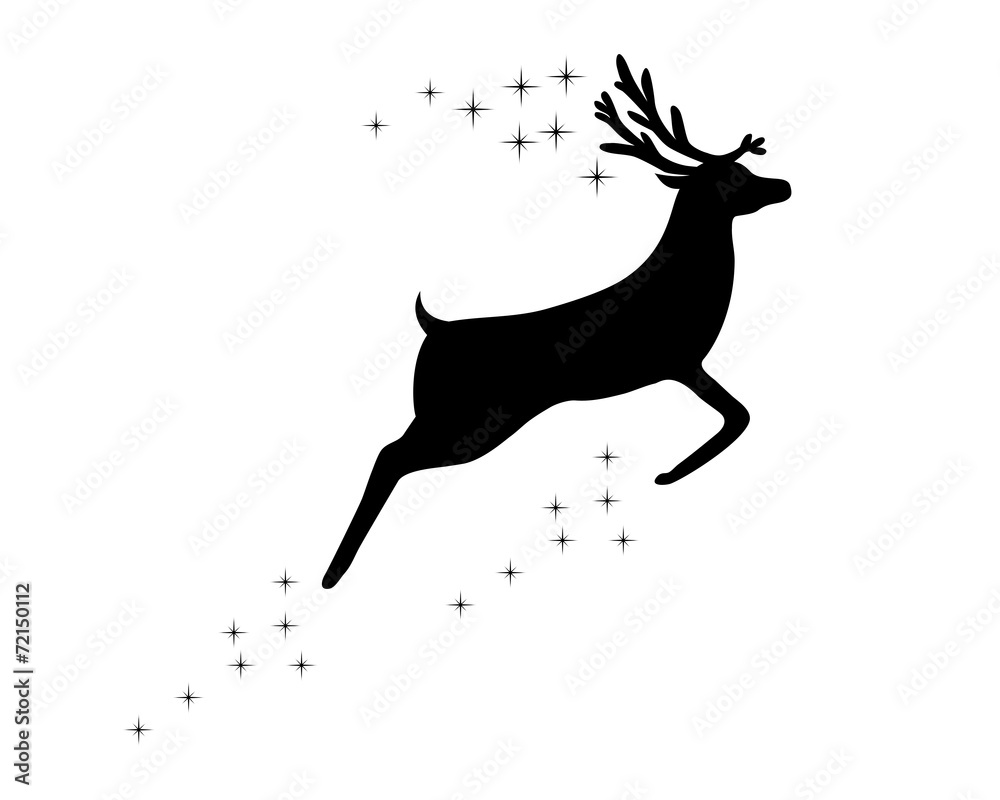 Fototapeta premium Reindeer with stars on white background