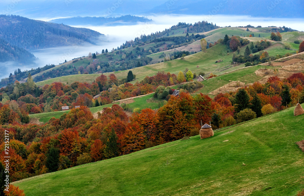 Autumn scene with mountains